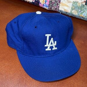 Vintage Los Angeles Dodgers New Era Wool Fitted Hat Size 7 1/8